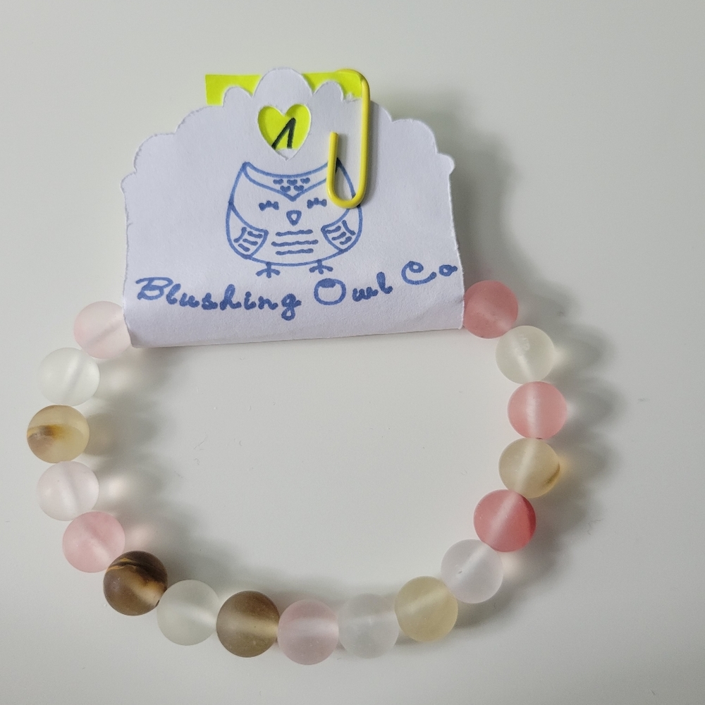 Frosted Tigerskin Glass Bead Stretch Bracelet